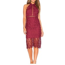 Vestido Bardot Gemma Feminino 6 Marrom Renda Halter Sem Mangas Midi Coquetel Festa comprar usado  Enviando para Brazil