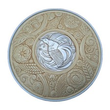 Vintage Smith Bolo de Biscoito Artesanal Metal Estanho Em Relevo Pássaro Flores Tampa 8 X 3" EUA comprar usado  Enviando para Brazil