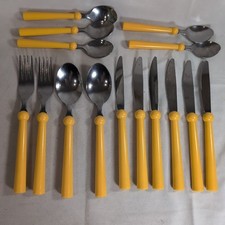 Lote 15 IKEA GRAMMATIK Talheres Vintage Plástico Amarelo Garfo Facas Colher Talheres comprar usado  Enviando para Brazil