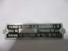 Typenschild fichtel sachs gebraucht kaufen  Deutschland
