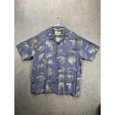 Camisa masculina Tommy Bahama 3XL folha de palmeira azul ajuste original 100% seda havaiana comprar usado  Enviando para Brazil