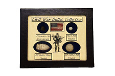 Colección de reliquias de balas originales de la Guerra Civil en vitrina (4 piezas) con certificado de autenticidad segunda mano  Embacar hacia Mexico