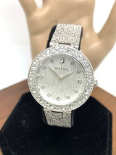 Relógio feminino Bulova 96L329 cristal quartzo mostrador prata aço precioso 32mm comprar usado  Enviando para Brazil