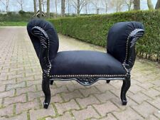 Usado, Banco Vintage Francês Luís XVI Preto Veludo Faia Madeira Esculpida Assento Elegante comprar usado  Enviando para Brazil