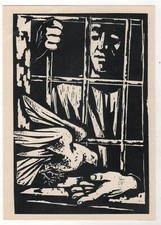 Usado, 1959 Prisons Patriot Dove pigeon PEACE ART Kohlberg Germany OLD Russian Postcard comprar usado  Enviando para Brazil