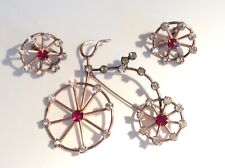 Usado,  BRINCOS BROCHE PRATA ESTERLINA CRISTAL STRASS RODA DE BICICLETA BROCHE comprar usado  Enviando para Brazil