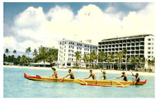 Canoa Remo Encendido Waikiki Playa Hawai Cerca De Moana Hotel Tarjeta Postal comprar usado  Enviando para Brazil