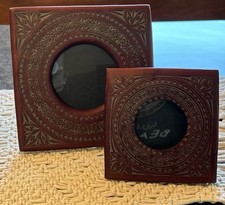 Conjunto de 2 molduras quadradas estilo mandala esculpidas ornamentadas levantadas vidro circular, usado comprar usado  Enviando para Brazil