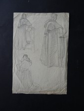 Usado, ESCOLA FRANCESA 19ºC - ESTUDOS DE FIGURAS - HOMENS RELIGIOSOS - DESENHO A CARVÃO comprar usado  Enviando para Brazil