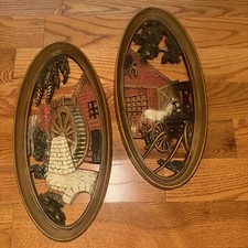 Roda d'água Burwood MCM placa oval pendurações de parede 4331 4332 par vintage retrô, usado comprar usado  Enviando para Brazil
