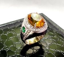 Natural Citrino & Verde Onix Con 14K Oro Blanco Chapado Plata Hombres Ring #5361 comprar usado Natural Citrino & Verde Onix Con 14K Oro Blanco Chapado Plata Hombres Ring #5361 comprar usado  Enviando para Brazil