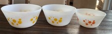 Conjunto de 3 tigelas de mistura de vidro federal vintage de 3 pontos atômicos amarelo laranja como está comprar usado  Enviando para Brazil