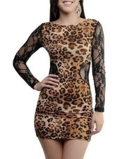  Mini vestido de festa feminino Boutique malha estampa animal manga longa Bodycon comprar usado  Enviando para Brazil