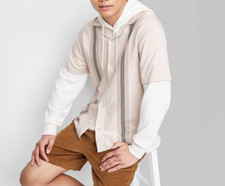 Camisa polo masculina manga curta botão completo uso original creme com listras 100% algodão comprar usado  Enviando para Brazil