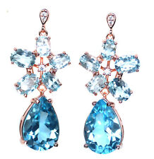 10 X 15 mm. Brincos de prata esterlina 925 com topázio e zircônia cúbica azul pera céu comprar usado  Enviando para Brazil