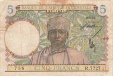 África Occidental Francesa 5 Francos 1941 segunda mano  Embacar hacia Mexico