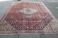 Tapete vintage feito à mão tradicional oriental de lã vermelho desbotado laranja 336x232cm comprar usado  Enviando para Brazil