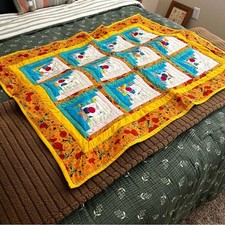 Cobertor de berço vintage floral colorido feito à mão 46 x 37 comprar usado  Enviando para Brazil