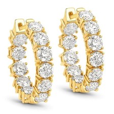 Brincos de argola de ouro amarelo 14K sólido com moissanita dentro e fora corte redondo 2,50 CT comprar usado  Enviando para Brazil