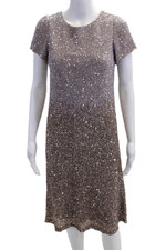 Vestido feminino Pamella Roland lantejoulas manga curta lavanda roxo marrom tamanho 10 comprar usado  Enviando para Brazil