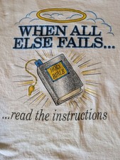 Camiseta masculina adulta vintage anos 80 anos 90 leia as instruções Jesus arte cristã GG comprar usado  Enviando para Brazil