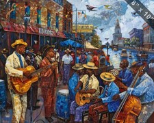  Pintura a óleo A Blues Festival in Memphis impressão 8x10 comprar usado  Enviando para Brazil