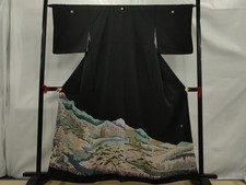 Tomesode Kimono Arte Artística, Paisagem Toyama, Seda Pura, Obra-prima Aaat1112 comprar usado  Enviando para Brazil