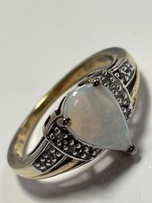 Anel social vintage ouro em prata esterlina e opala/pedra clara tamanho P comprar usado  Enviando para Brazil