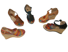 Plataforma feminina de couro genuíno mexicano biqueira aberta qualidade Huarache artesanal, usado comprar usado  Enviando para Brazil