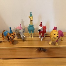 Juego de 5 figuras de animales de fiesta de circo Ankyo Target juguetes para adornar pasteles de cumpleaños segunda mano  Embacar hacia Mexico