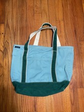 Bolsa tote de lona vintage Lands End azul verde dois tons anos 90 EUA tipo feijão comprar usado  Enviando para Brazil