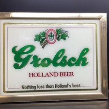 Placa/imagem de cerveja vintage Grolsch Holland vidro com moldura de metal dourada  comprar usado  Enviando para Brazil