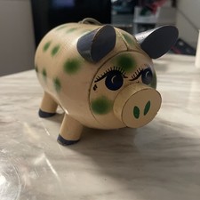 Cofrinho de madeira vintage feito na França autêntico verde porco bolinhas raras! comprar usado Cofrinho de madeira vintage feito na França autêntico verde porco bolinhas raras! comprar usado  Enviando para Brazil