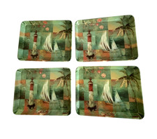 Conjunto de 4 pratos de lanche Evergreen Coastal Appetizer assinado pelo artista F. De Villeneuve comprar usado  Enviando para Brazil