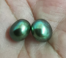 Par de 8-9mm mar do sul genuíno verde fundo plano pérola solta meio perfurada 01 comprar usado  Enviando para Brazil