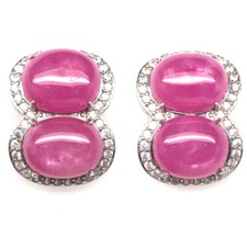 Prata esterlina 925 12 x 15 mm. Brincos de rubi rosa e zircão branco, usado comprar usado  Enviando para Brazil