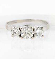 Anel aglomerado de três pedras ouro branco sólido 14K 2g diamante clássico 3 tamanho-5,75, usado comprar usado  Enviando para Brazil
