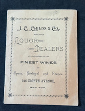 c1890 JC Childs & Co revendedor de bebidas catálogo da cidade de Nova York cerveja cerveja vinho uísque comprar usado  Enviando para Brazil