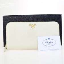 Carteira de couro PRADA logotipo Saffiano longo com zíper ao redor branca GHW Itália 63EC431 comprar usado  Enviando para Brazil
