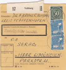 Paketkarte 1948 vohburg gebraucht kaufen  Köngen