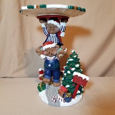 Suporte para bolo prato de Natal ursinho de pelúcia pedestal peça central biscoitos 4 Papai Noel comprar usado  Enviando para Brazil