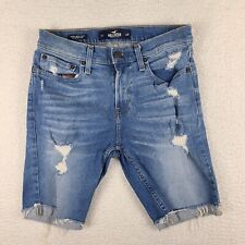 Bermuda jeans Hollister masculina 28 azul skinny 9" costura interna angústia fray comprar usado  Enviando para Brazil