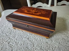 Caixa de joias vintage Bombay madeira mogno forrada a veludo incrustação de 2 tons comprar usado  Enviando para Brazil