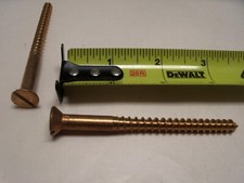 #14 X 3-1/2" parafuso de madeira de cabeça chata com fenda bronze silicone vintage feito nos EUA Qtd. 8 comprar usado  Enviando para Brazil