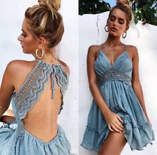 Mini vestido de renda sexy feminino sem costas verão praia festa curto vestido de verão comprar usado  Enviando para Brazil