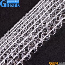 Contas soltas redondas facetadas quartzo transparente rocha branca natural para fazer joias 15" comprar usado  Enviando para Brazil