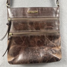 Bolsa de ombro ESTALON fina de couro marrom tiracolo com zíper fechamento linda pátina comprar usado  Enviando para Brazil