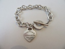 tiffany heart link bracelet for sale  MANCHESTER