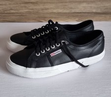 Superga black leather for sale  DINGWALL