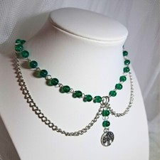 Naszyjnik ze stali chirurgicznej zielony koraliki handmade choker Elenya na sprzedaż  PL